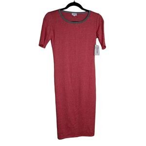 LuLaRoe Julia Ringer Dress Knit Knee Length Short Sleeves XXS New